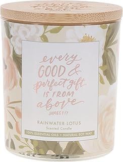 Glass Candle w/Bamboo Lid  Floral every Good &amp; Perfect Gift James 1:17