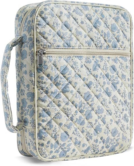 Blue Floral Calico Bible Cover with Accessories