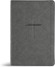 CSB Personal Size Giant Print Bible - Charcoal Leather Touch Indexed