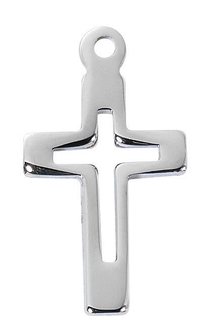 STERLING SMALL CUT OUT CROSS ON 16-18" ADJ PLATED CHAIN BOXED  DIMENSION: 5/8" LENGTH