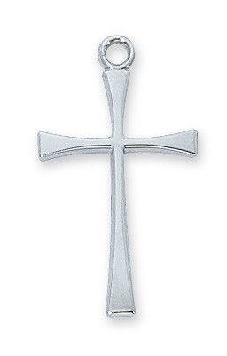 STERLING SILVER CROSS 18" FINE RHODIUM PLATED CHAIN DELUXE