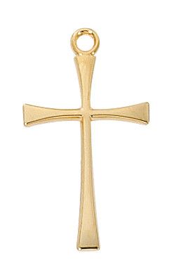 GOLD OVER STERLING SILVER CROSS WITH 16-18" GOLD OVER BRASS CHAIN