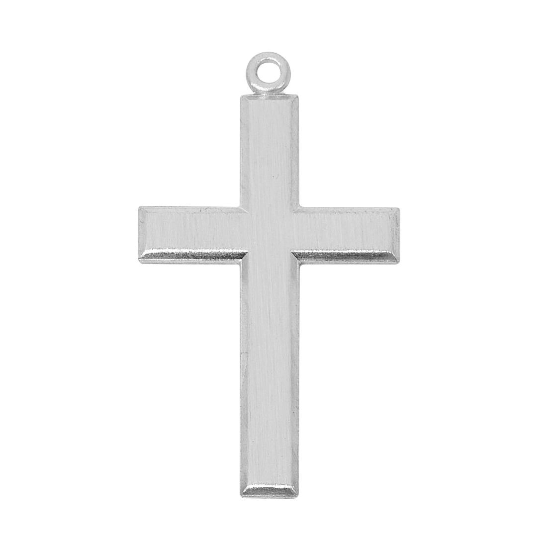 Product Overview  STERLING SILVER BRUSHED FINISHED CROSS WITH 24" STAINLESS STEEL CHAIN 1-1/4" LONG
