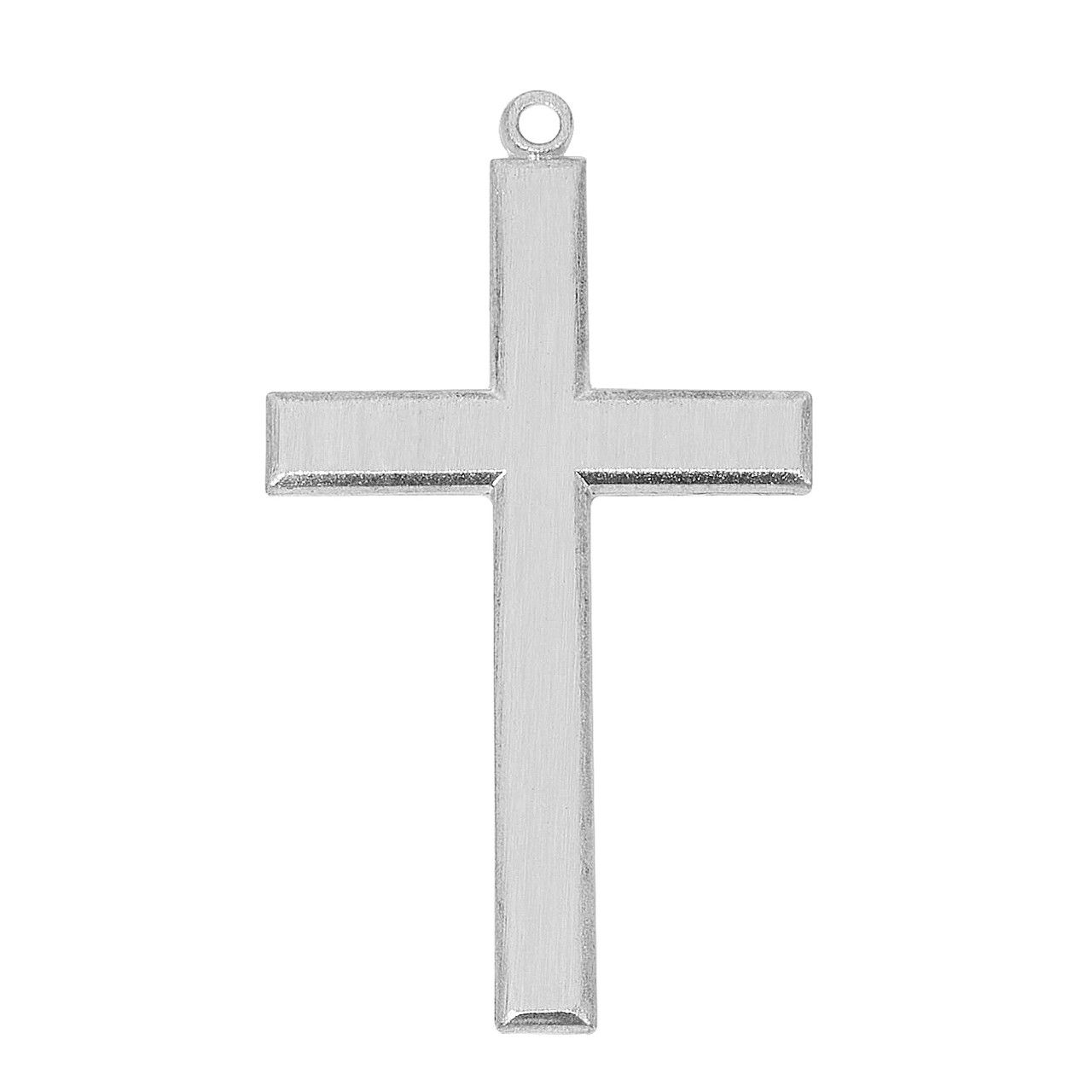 STERLING SILVER BRUSHED FINISH CROSS WITH 24" STAINLESS STEEL CHAIN 1 1/2" LONG