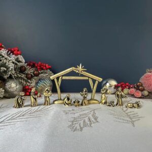 Antique Gold/Solid Metal 11 Piece Nativity