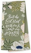 Tea Towel Green Floral The Lord Stood With me 2 Tim. 4:17