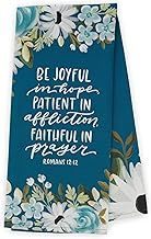 Tea Towel Blue Floral  Be Joyful In Hope Rom 12:12