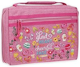 Bible Cover Fashion Pink A Glad Heart Makes a Cheerful Face Prov 15:13 - Small Bible Cover
