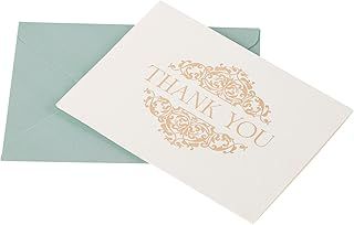 WITH LOVE Boxed Floral Thank You Note Card &amp; Teal Envelope Set