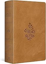 ESV Giant Print Red Letter Personal Size Bible - TruTone Nubuck Carmel, Wildflower