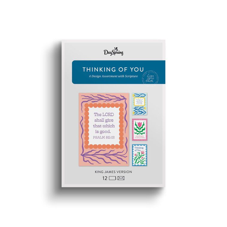 Think Of You Cards with KJV Verses (12 pk w/ 4 designs)