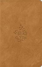 ESV Giant Print Personal Size Bible Nubuck Caramel, Wildflower Design