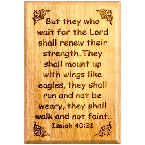 Olive Wood Magnet: With Wings Like Eagles - Isaiah 40:31