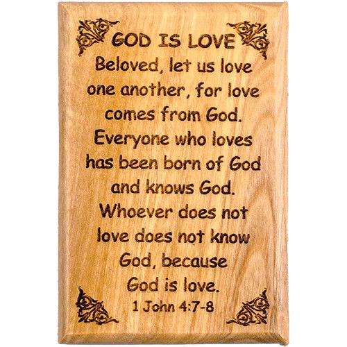 Olive Wood Magnet: God is Love - 1 John 4:7-8