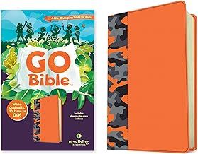 NLT GO Bible for Kids (with Glow-in-the-Dark Features) (LeatherLike, Orange Camo