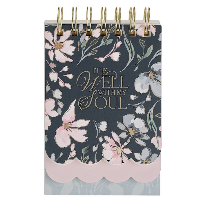 Spiral Notepad Sm Navy Floral It Is Well With My Soul
