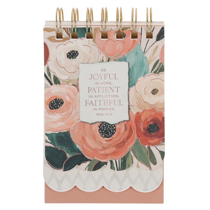Notepad-Be Joyful, Be Patient, Be Faithful (Romans 12:12)-Heirloom Floral Tiered Spiral Wirebound