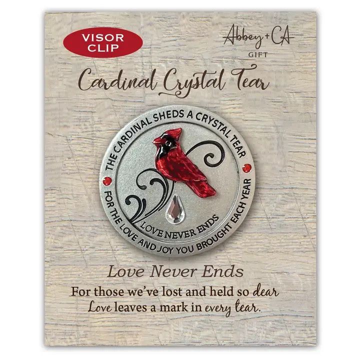 Cardinal Crystal Tear Pin Love Never Ends