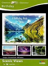 Christian Art Greetings Card-Boxed-Scenic View Assorted Birthday (KJV) (Box Of 12)