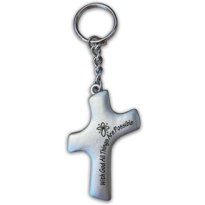 Palm Cross Key Chain - With God All All Things Are Possible