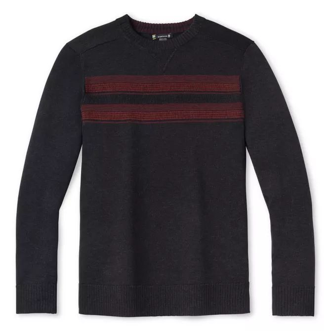 SmartWool Men&#39;s Sparwood Stripe Crew Sweater, Color: Charcoal, Size: Med