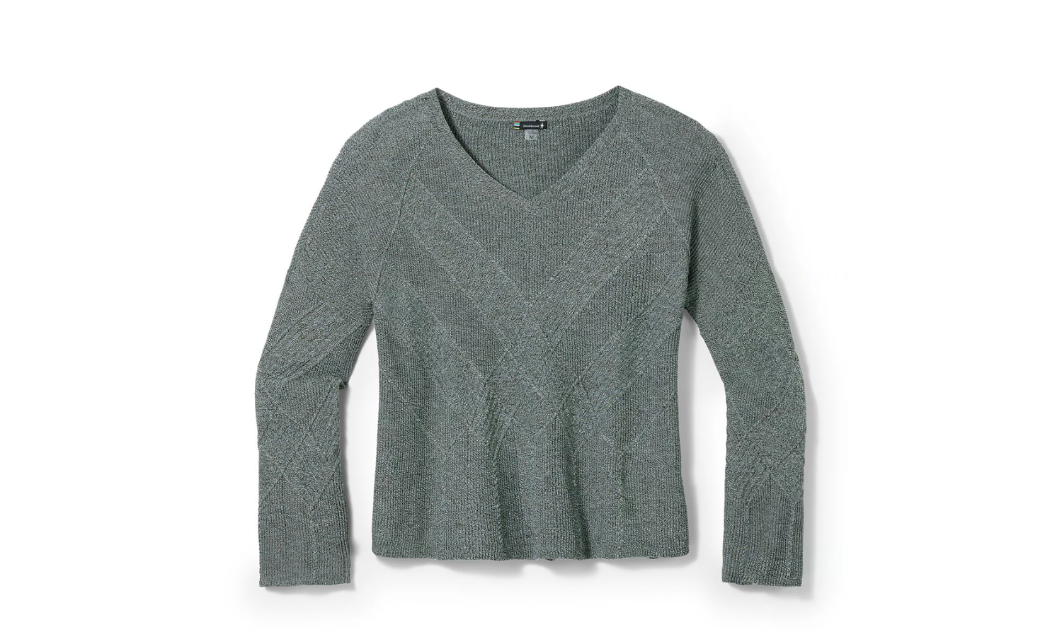 SmartWool Women&#39;s Shadow Pine Cable V-Neck Sweater North Woods-Bleached Aqua 