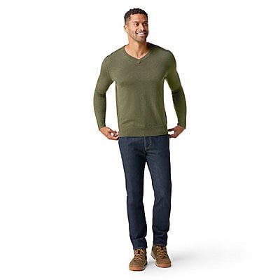 SmartWool Men&#39;s Sparwood V-Neck Sweater -NorthWoods WinterMoss
