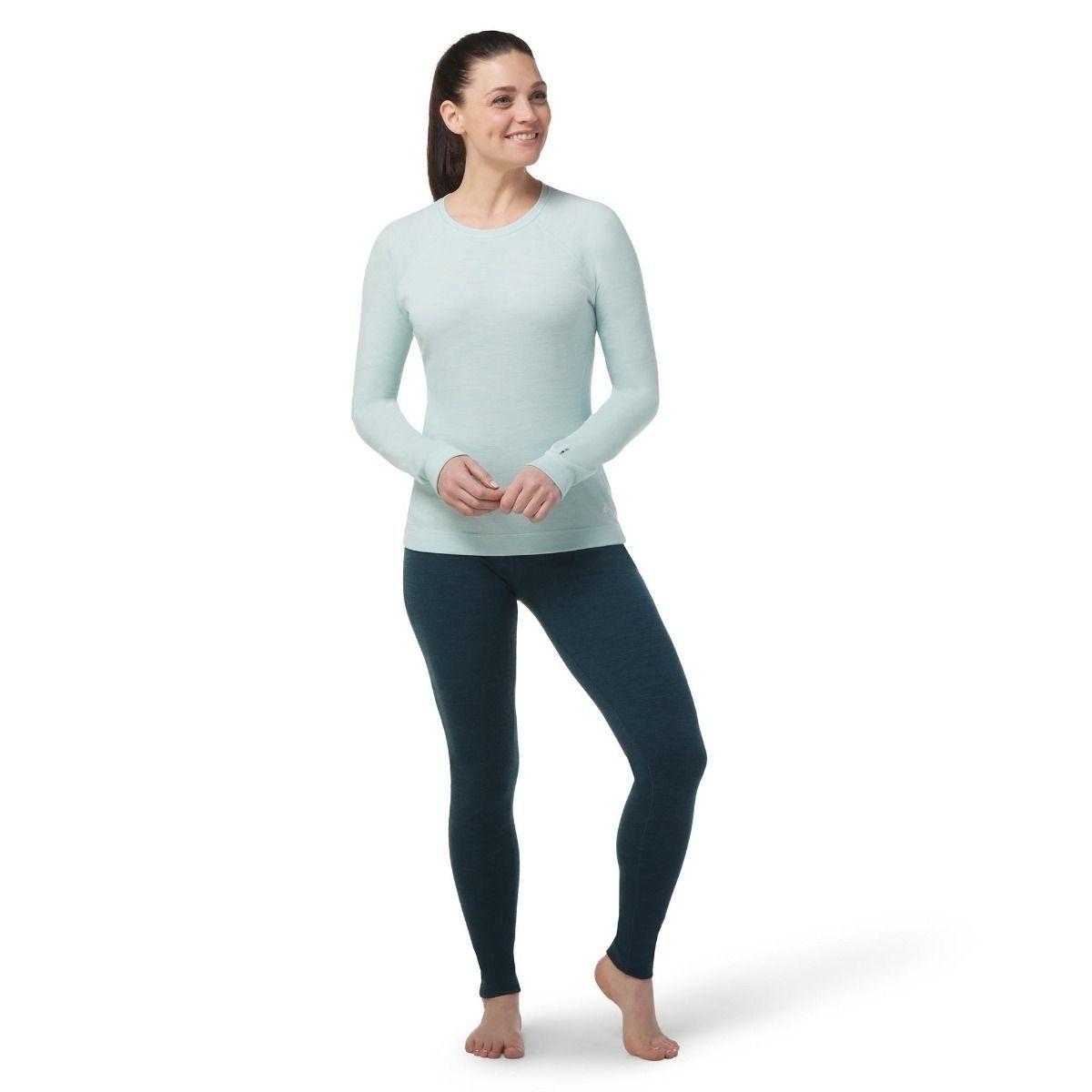 SmartWool Womens Merino 250 BaseLayer Crew Boxed -BLEACHED AQUA Heather