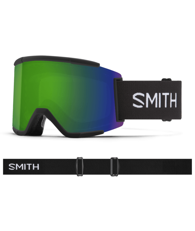 Smith Squad XL Black w ChromaPop Everyday Green Mirror &amp; Storm Rose Flash Lens