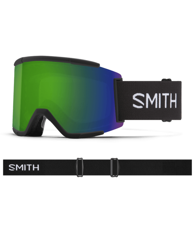 Smith Squad XL Black w ChromaPop Everyday Green Mirror &amp; Storm Rose Flash Lens