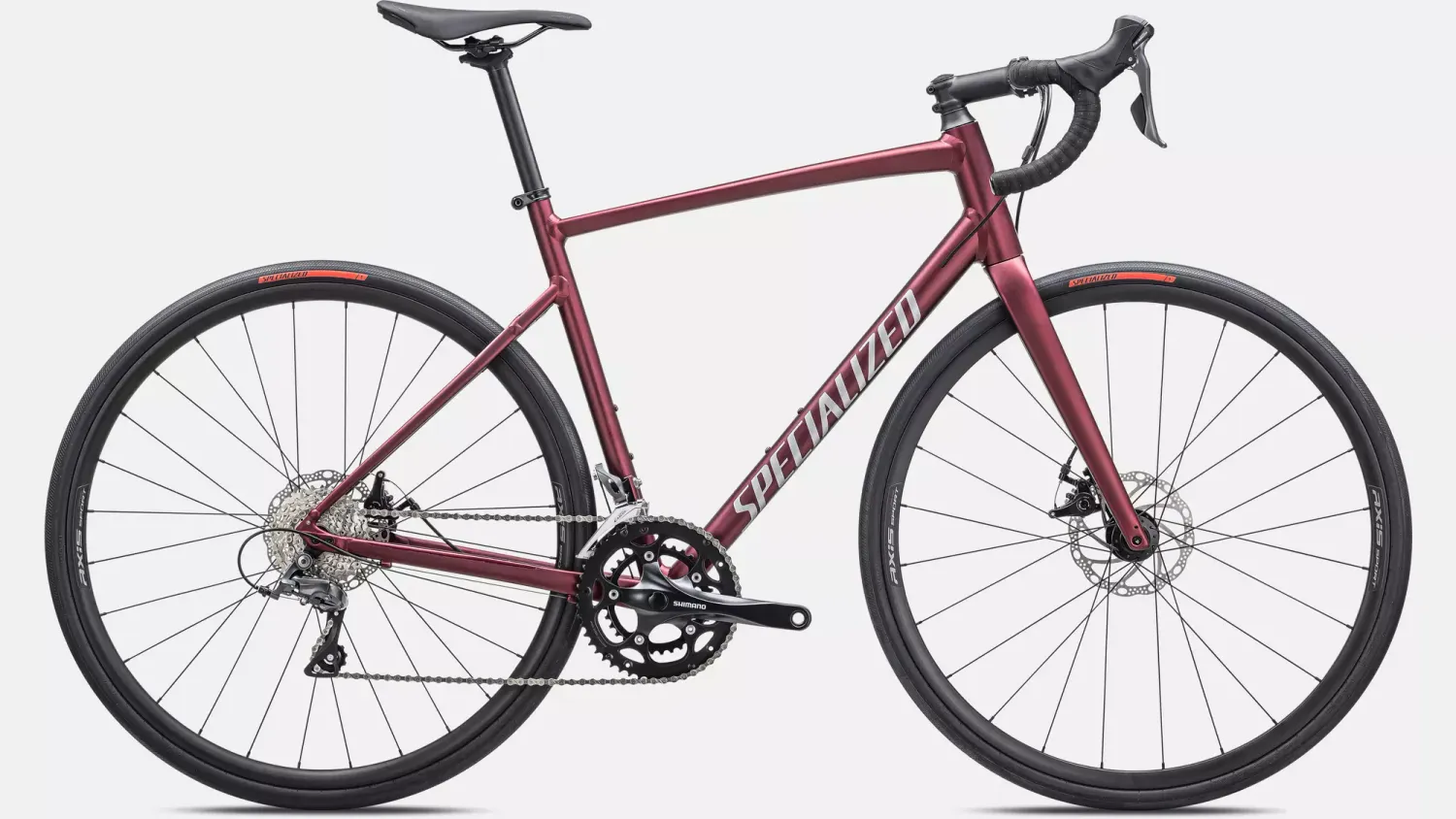 Specialized ALLEZ E5 DISC - Maroon/Silver Dust/Flo Red 56