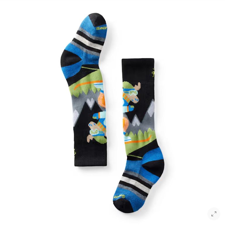 SmartWool Kids&#39; Wintersport Full Cushion Mountain Moose Pattern LG- Black