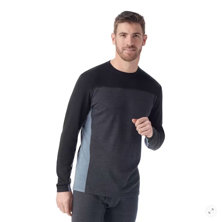 SmartWool Men&#39;s Base Layer Colorblock Crew Boxed XL- FOX BROWN HEATHER