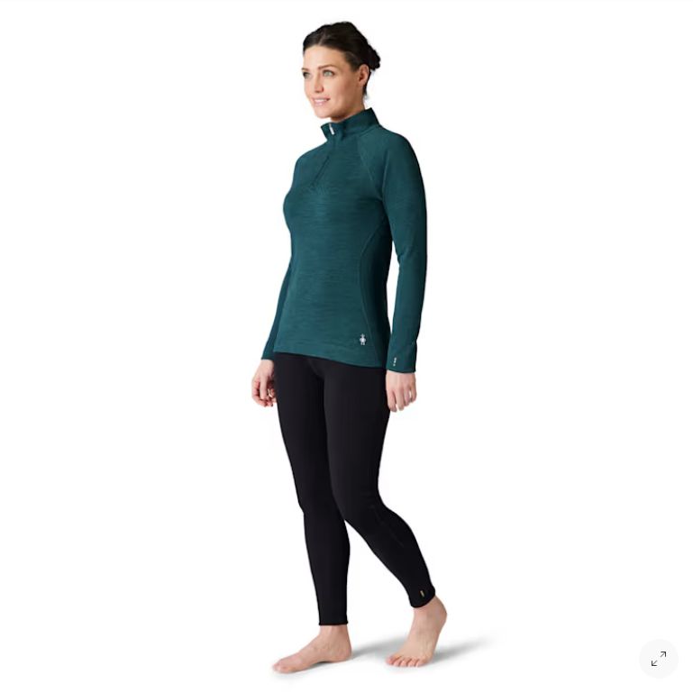 SmartWool Women&#39;s Classic Thermal Base Layer 1/4 Zip XL -EMERALD GREEN