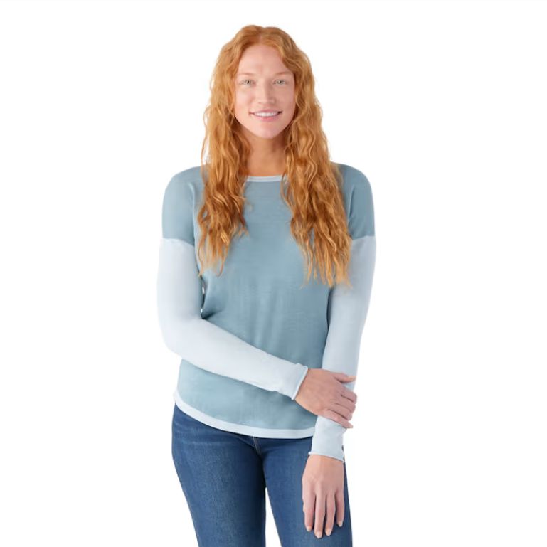SmartWool Women&#39;s Shadow Pine Colorblock Sweater XL -LEAD HEATHER