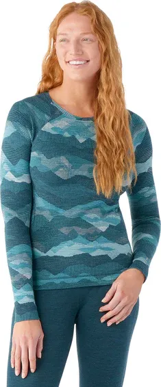 SmartWool Womens Merino250 BLPtrnCrew Bxd XL-BLUEBERRY HILLMTSCAPE