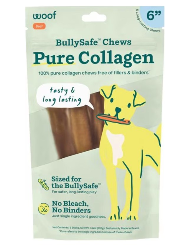 Woof Bully Safe Chews Pure Collagen 6 in 5 pck