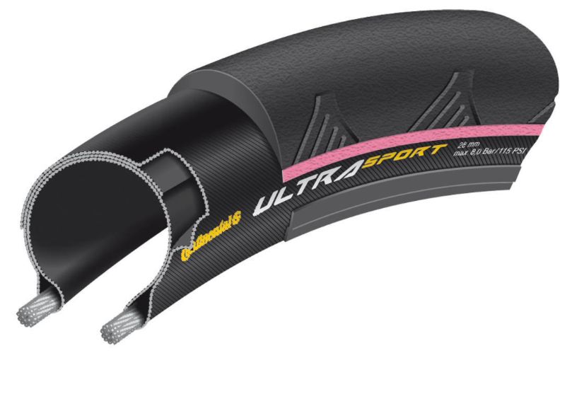 Llanta Continental Ultrasport 2 negro/rosa 700x23