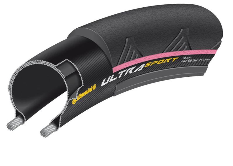 Llanta Continental Ultrasport 2 negro/rosa 700x23