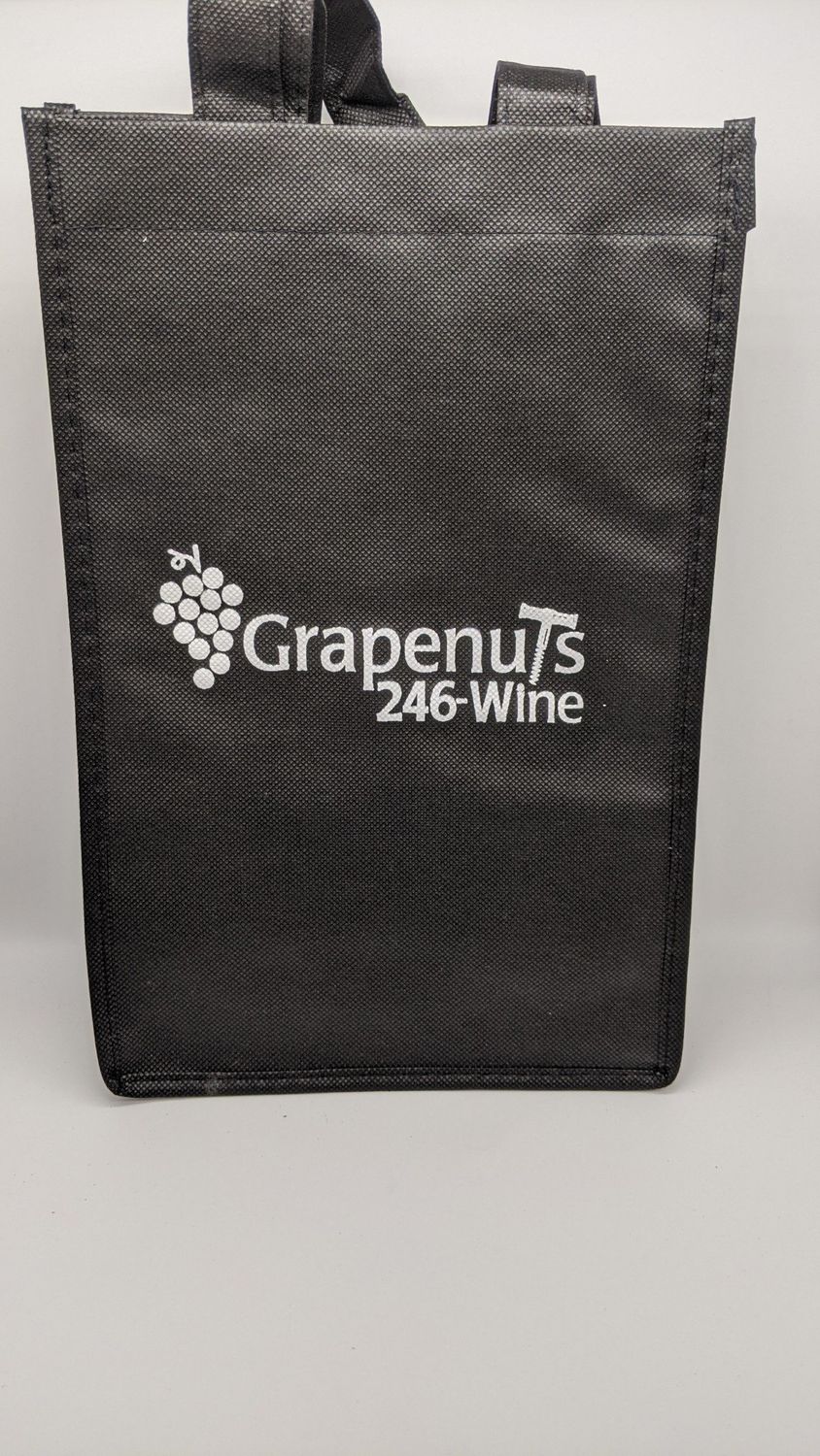 TOTE BAG WHITE LETTERING 2 BOTTLE