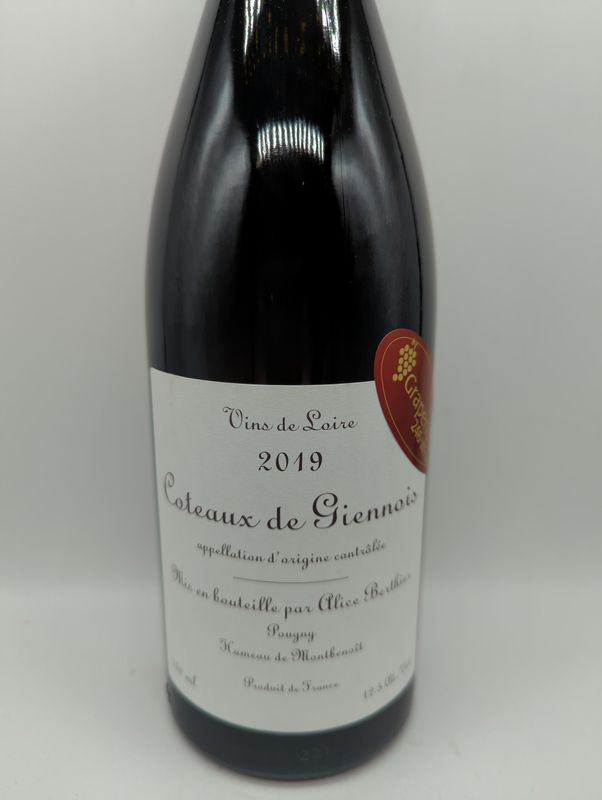 2019 ALICE BERTHIER COTEAUX DE GIENNOIS ROUGE 750ml