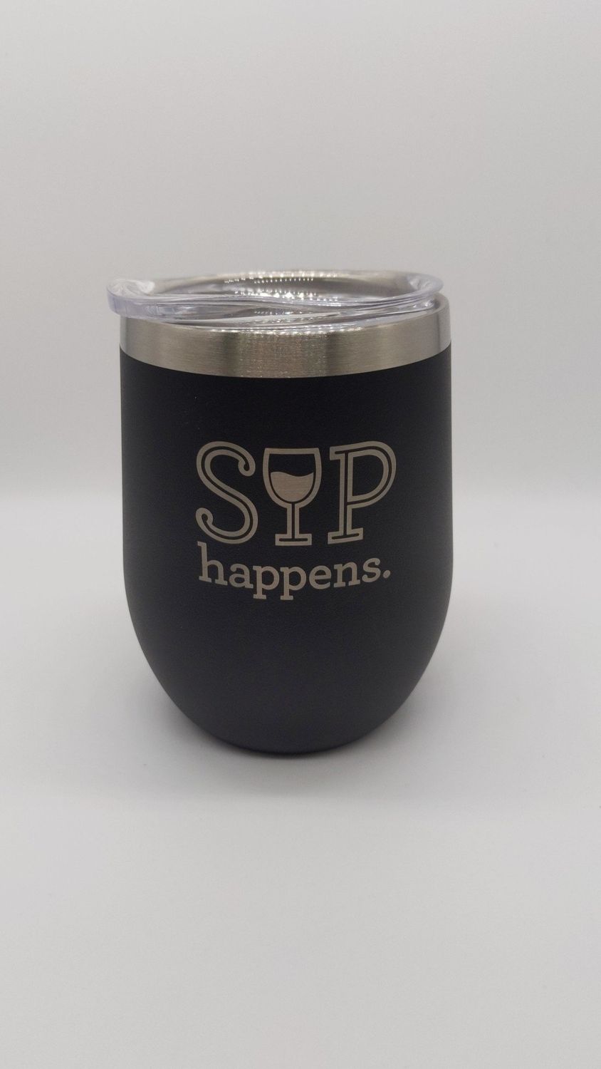 WINE TUMBLER DRINK SIP HAPPENS