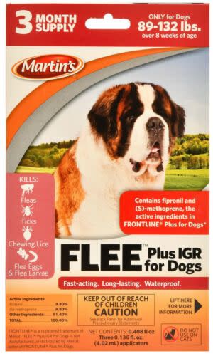 Flee Plus IGR Spot On dog flea drops 89-132 Lbs. 3 month supply