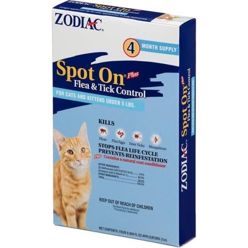 Zodiac Spot On for Cats &amp; Kittens under 5 Lbs. 4 month supply
