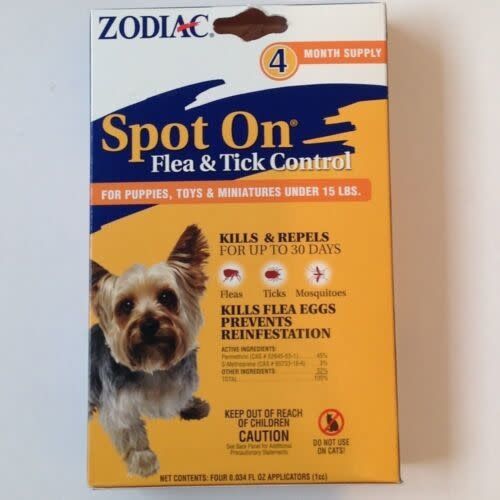 Zodiac Spot On Flea &amp; Tick Control, puppys, minitures dogs, under 15 Lbs.