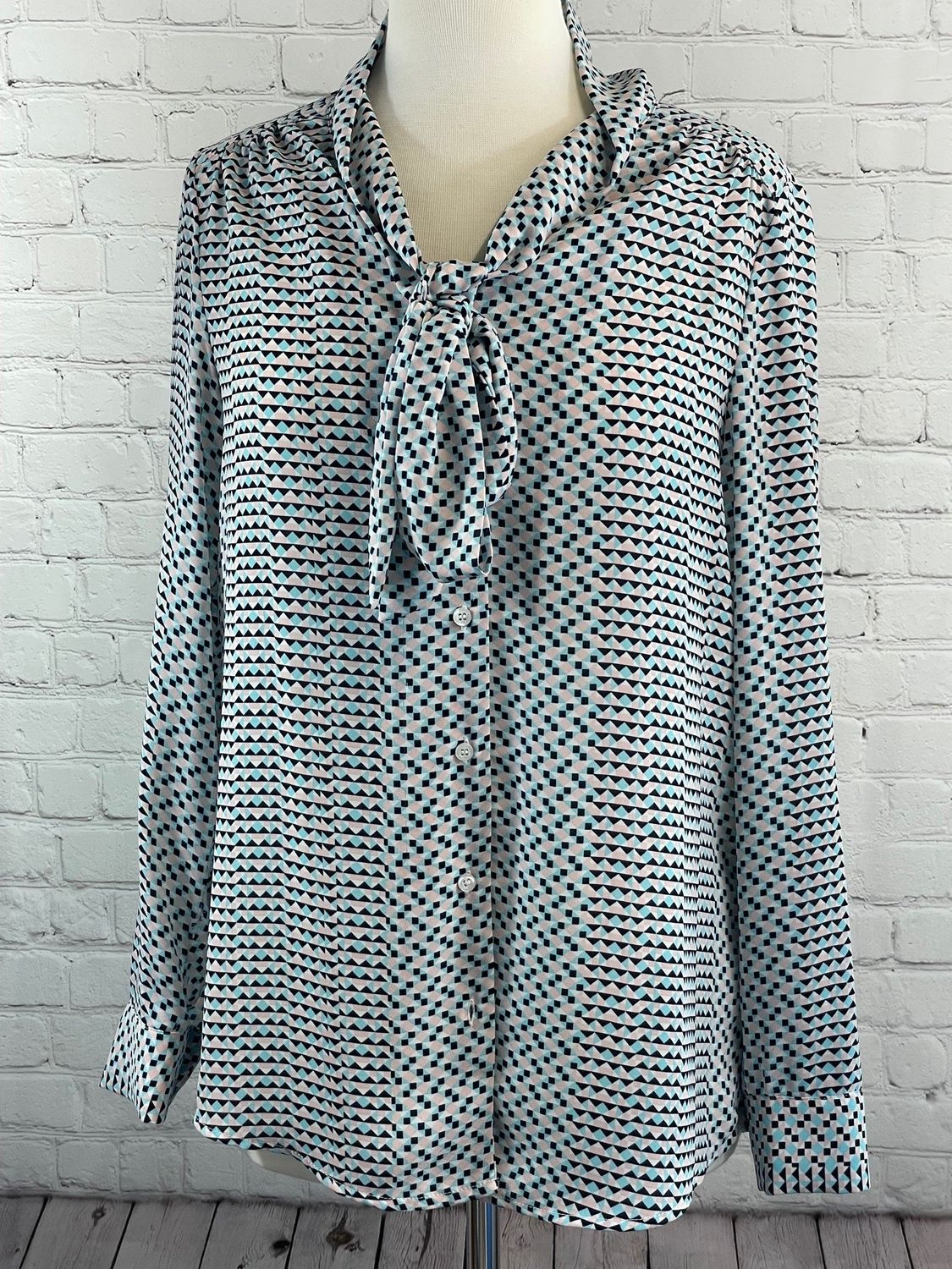 Rachel Zoe, White, Pink, Blue, Black, Long Sleeve ,sm