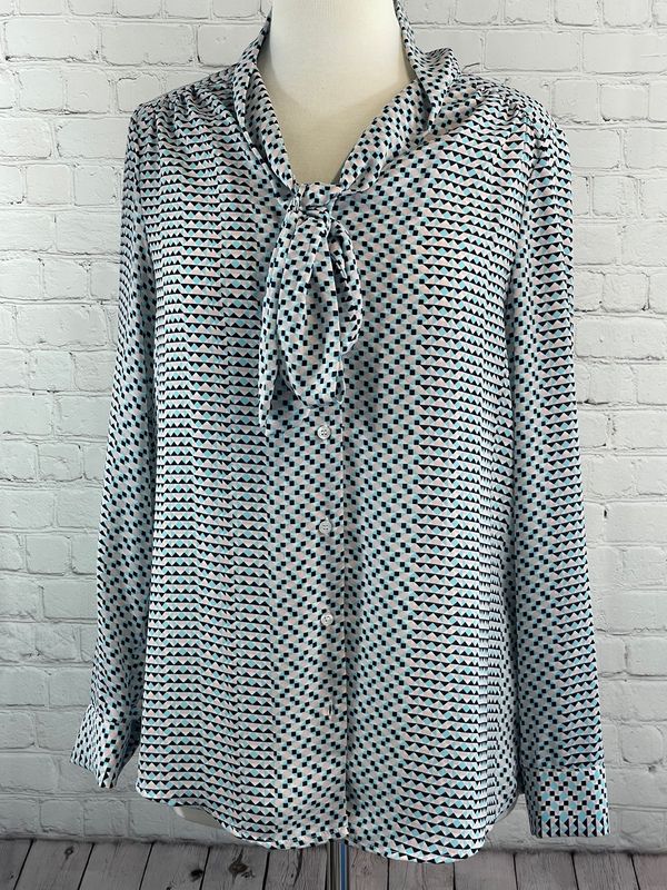 Rachel Zoe, White, Pink, Blue, Black, Long Sleeve ,sm