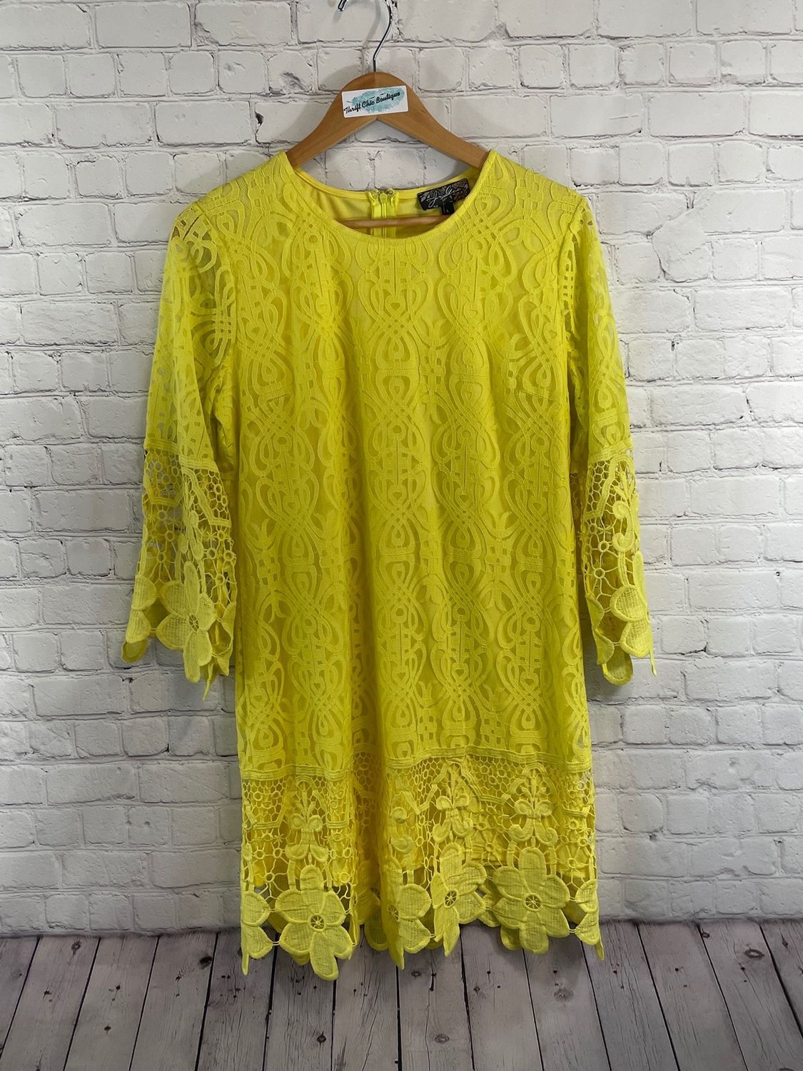 J. Jill, Yellow, Lace, Dress, Large