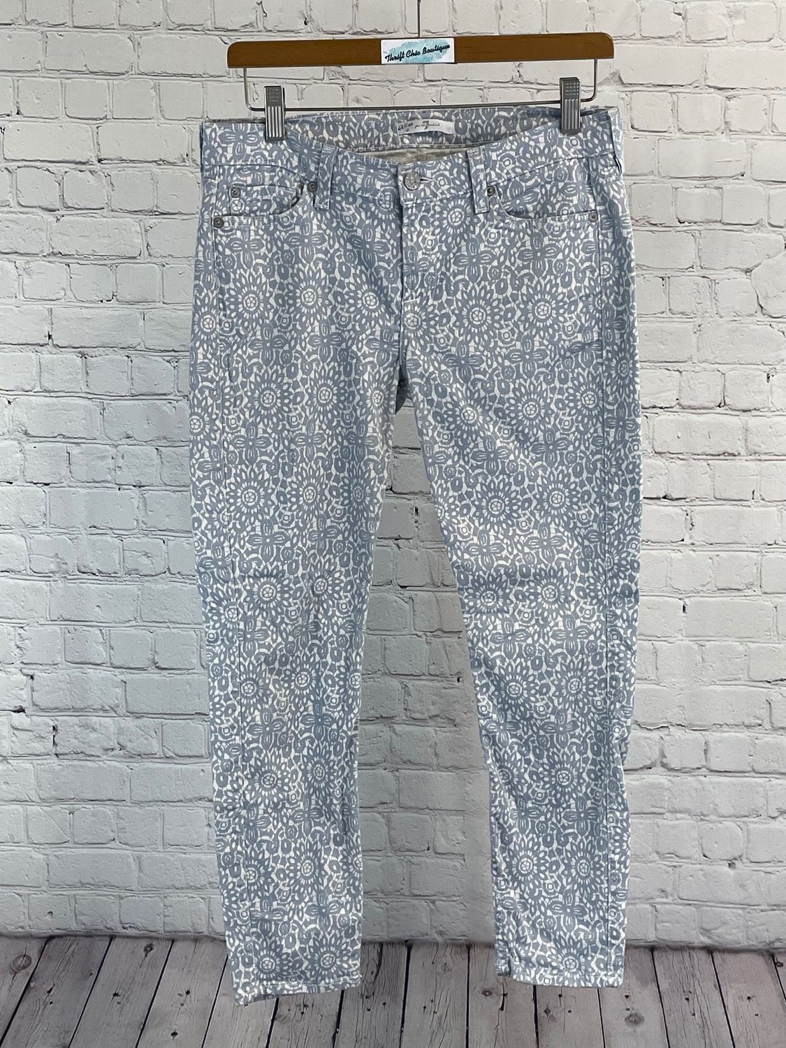 7 for all mankind, White, Blue, Floral, Jeans, 30