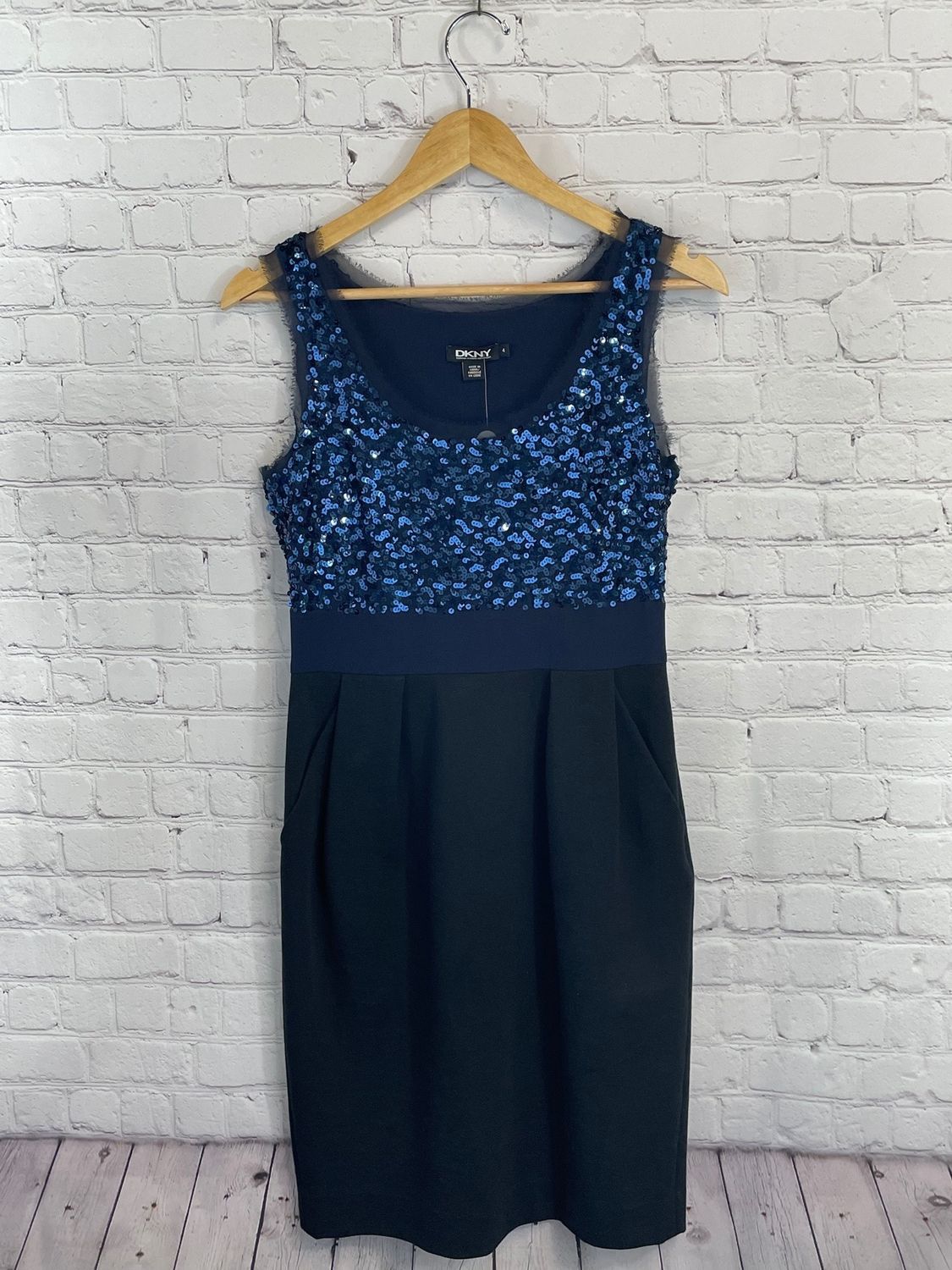 DKNY, Navy, Sequin, Dress, Size 4